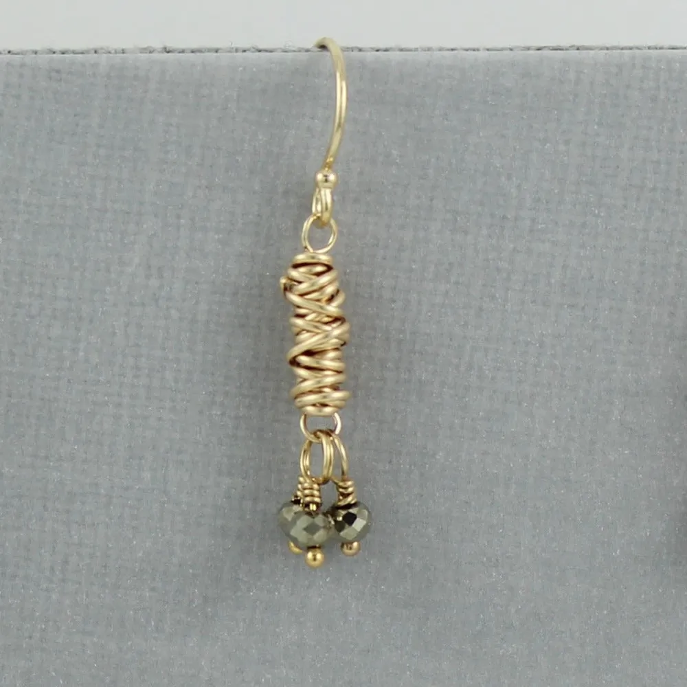 Gold Micro-Twist and Gemstone Earring