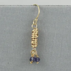 Gold Micro-Twist and Gemstone Earring