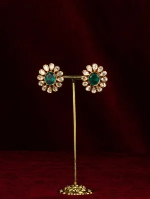 Green Color Gold Plated Moissanite Earrings - MO-EAR50GR