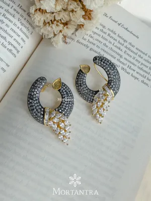 Grey Color Faux Diamond Earrings - CZEAR2000
