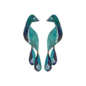 Handpainted Petit Peacock Earrings