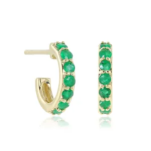 Huggie Hoop Earrings in Emeralds