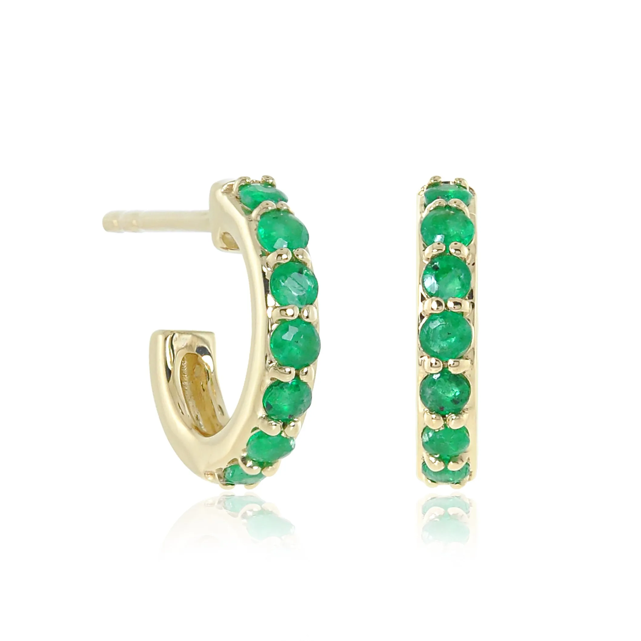Huggie Hoop Earrings in Emeralds