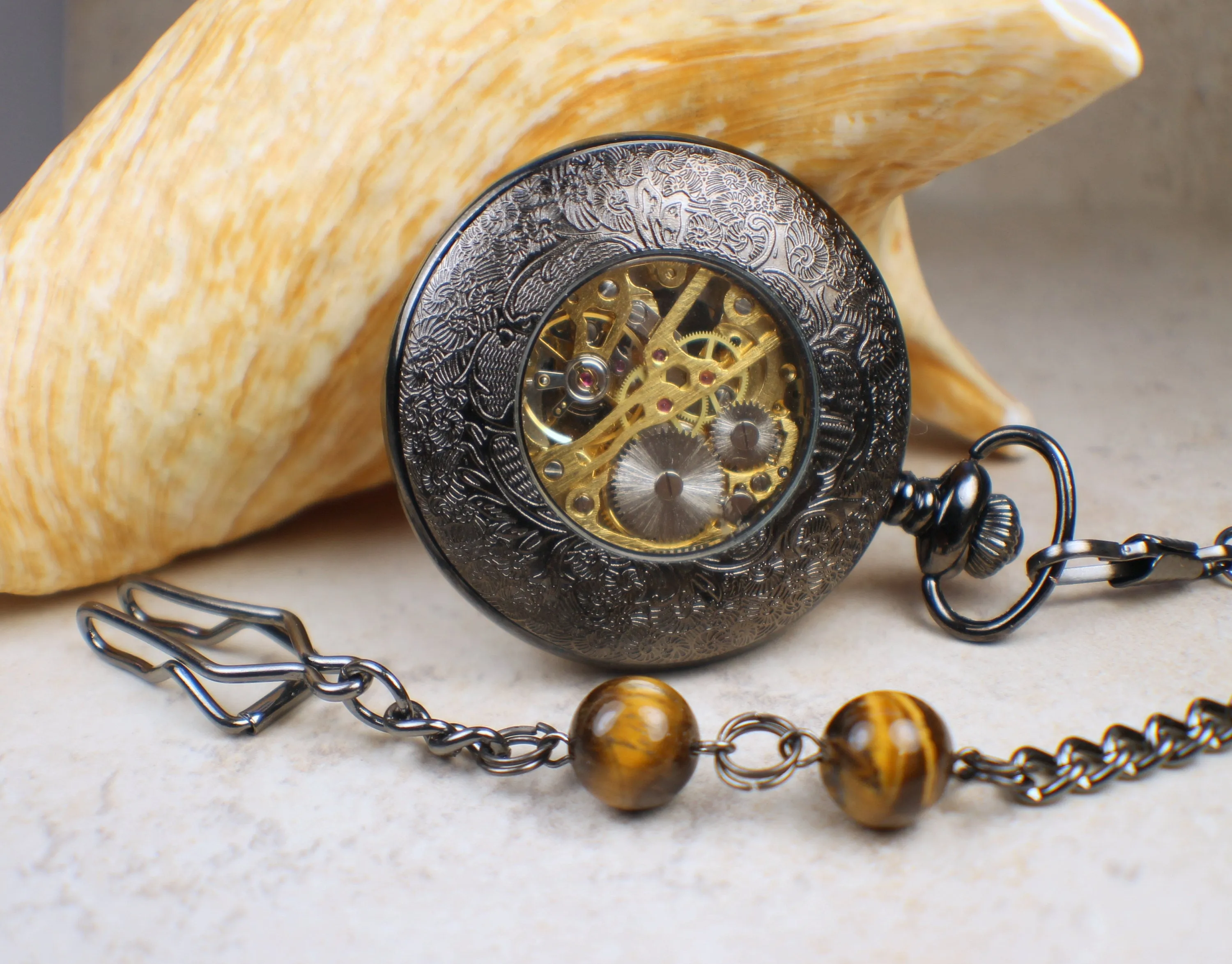 Indian Chief Black Pocket Watch