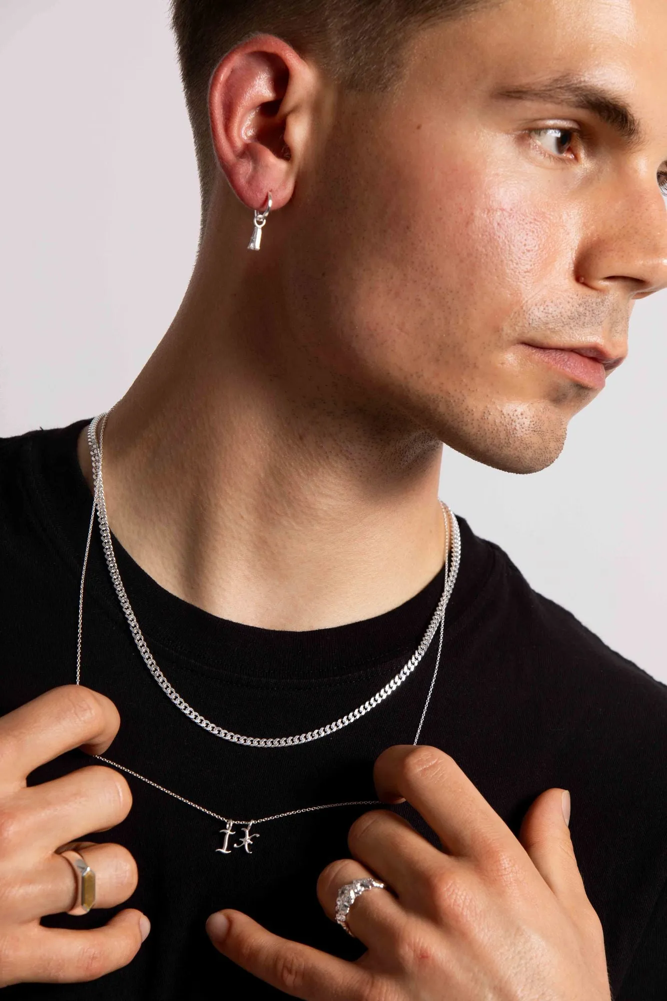 IX Curb BrushedSilver Necklace