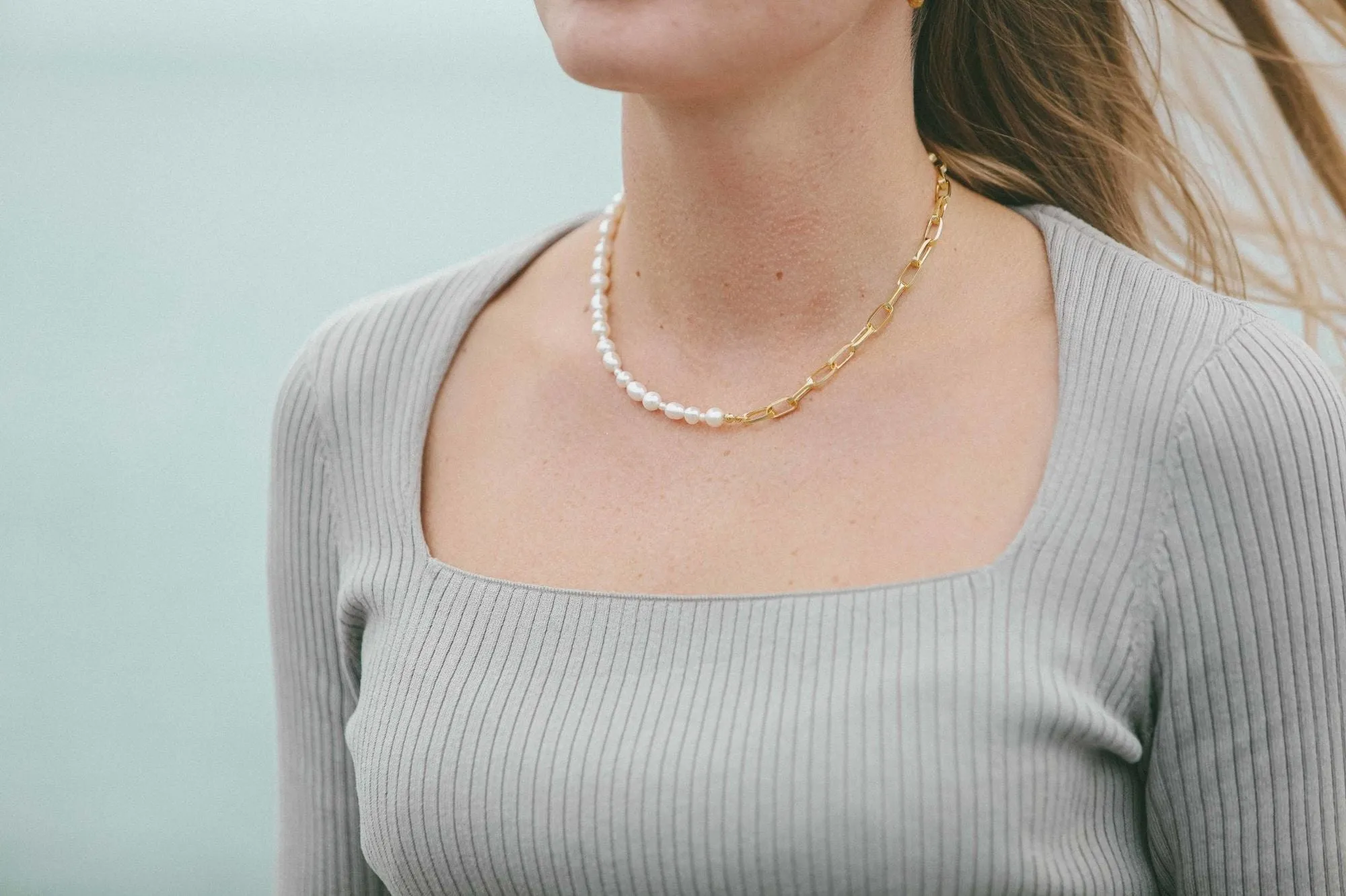IX Uniqio Pearl Gold Plated Necklace