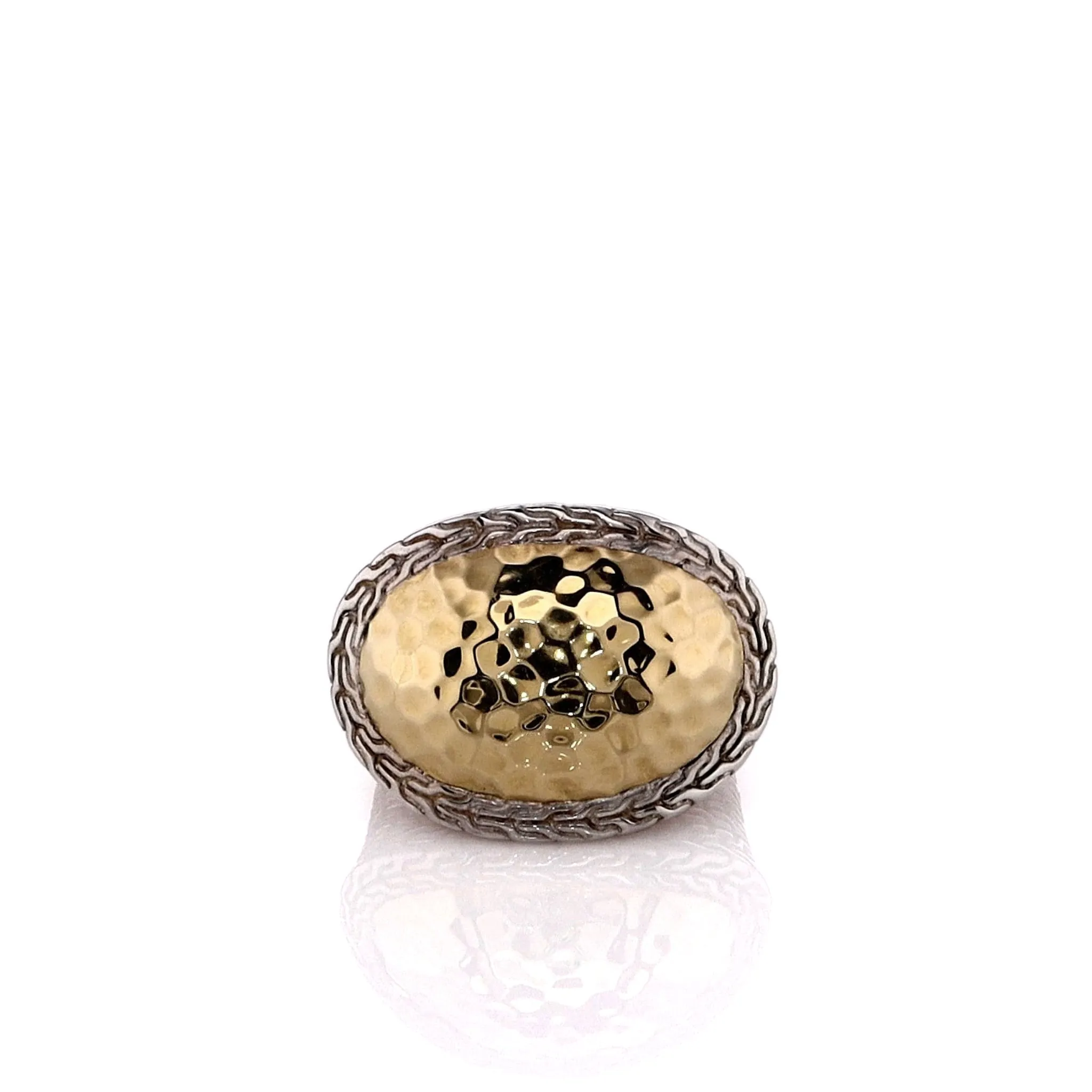 John Hardy Two-Tone Classic Hammered Dome Gold Center Ladies Ring