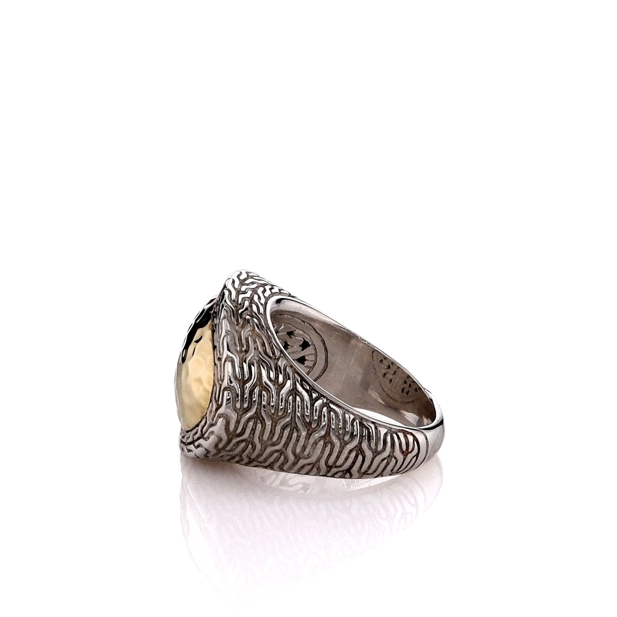 John Hardy Two-Tone Classic Hammered Dome Gold Center Ladies Ring