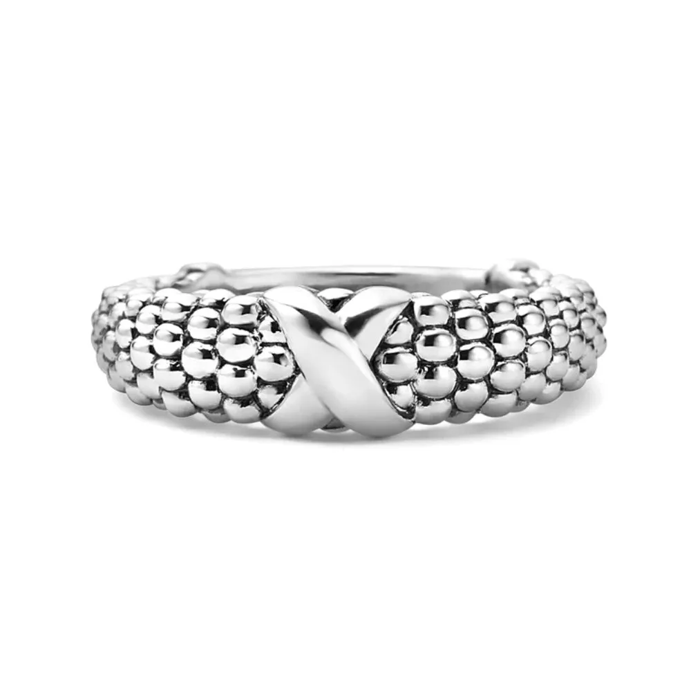 Lagos Embrace Sterling Silver X Beaded Ring
