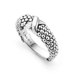 Lagos Embrace Sterling Silver X Beaded Ring