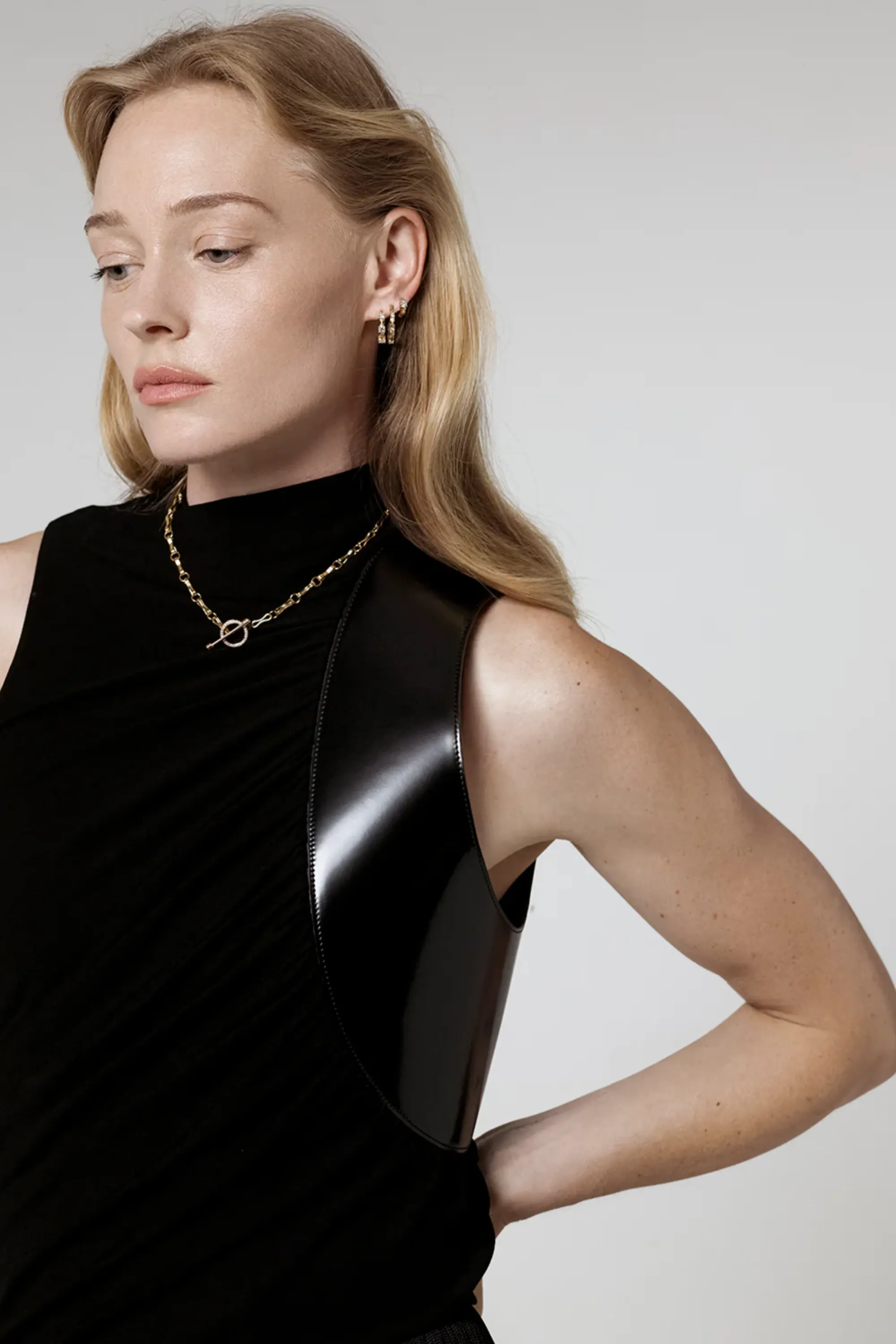 Large Motif Double Link Pave Toggle Chain, Yellow Gold
