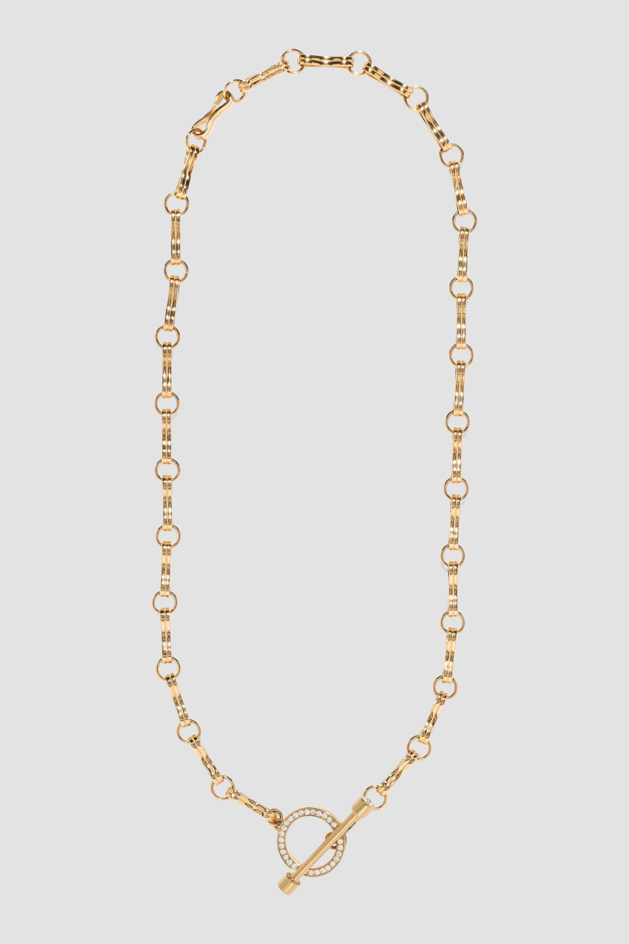 Large Motif Double Link Pave Toggle Chain, Yellow Gold