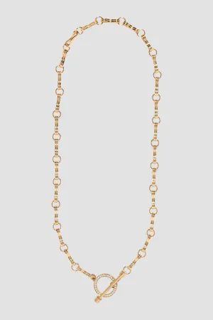 Large Motif Double Link Pave Toggle Chain, Yellow Gold