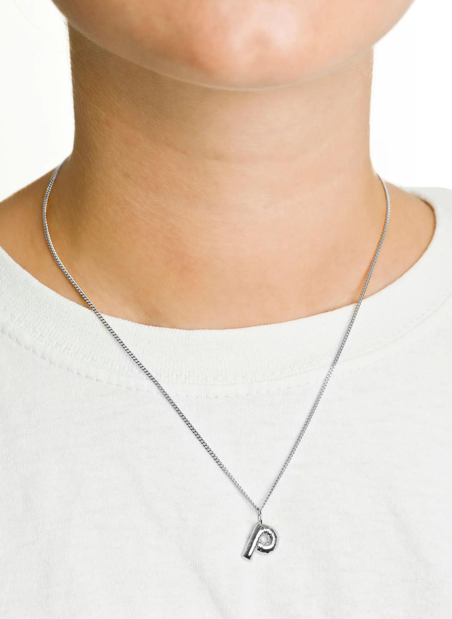 Letter P Silver Necklace