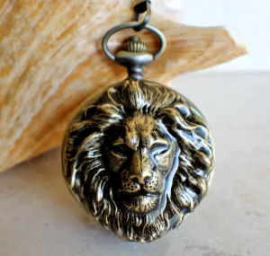 Lion Head Battery Operated Pocket Watch