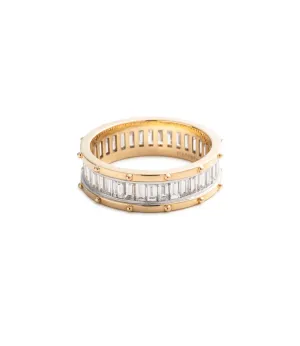 Lovestruck Pierced Wide Band : in Yellow Gold with Baguette Diamonds