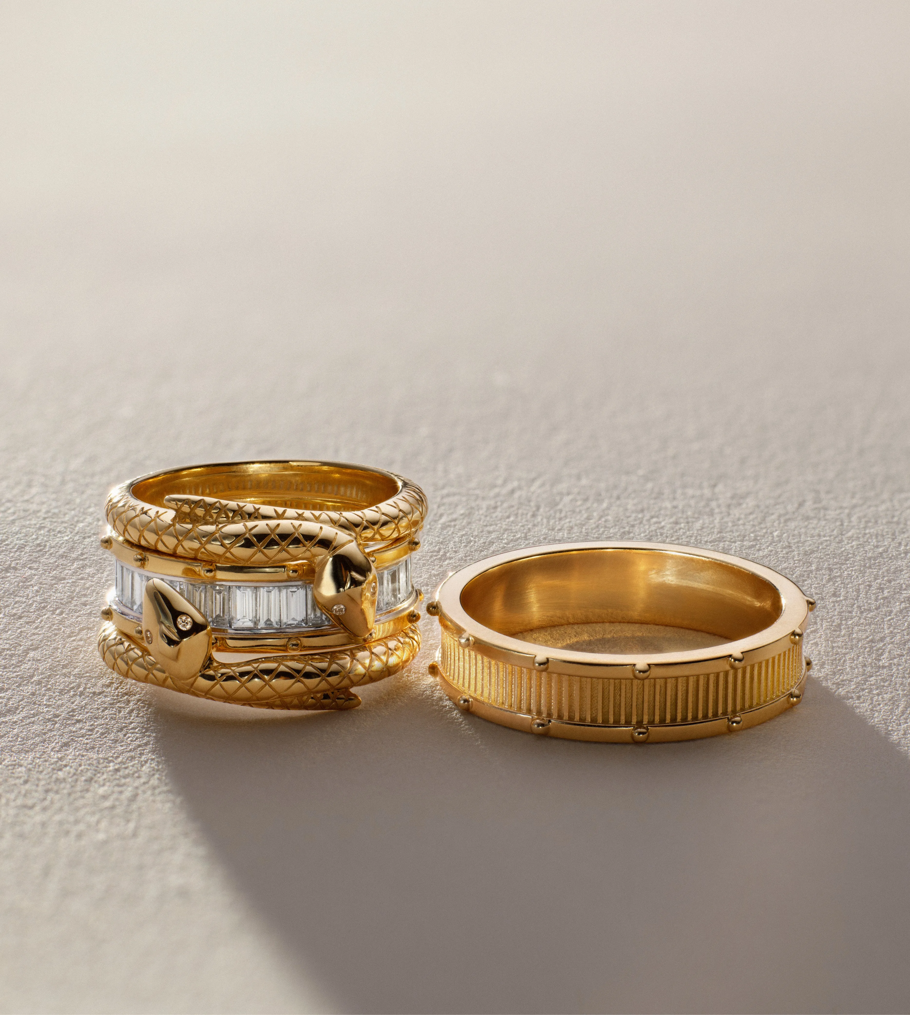 Lovestruck Pierced Wide Band : in Yellow Gold with Baguette Diamonds