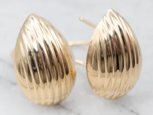 Luxurious Yellow Gold Hollow Earrings with Omega Backs