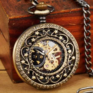 'Luxury of Time' Mechanical Hand-Wound Pocket Watch - Bronze