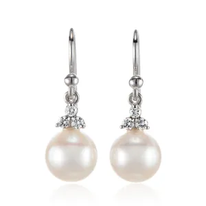 Madison Drop Earrings in White Akoya Pearls