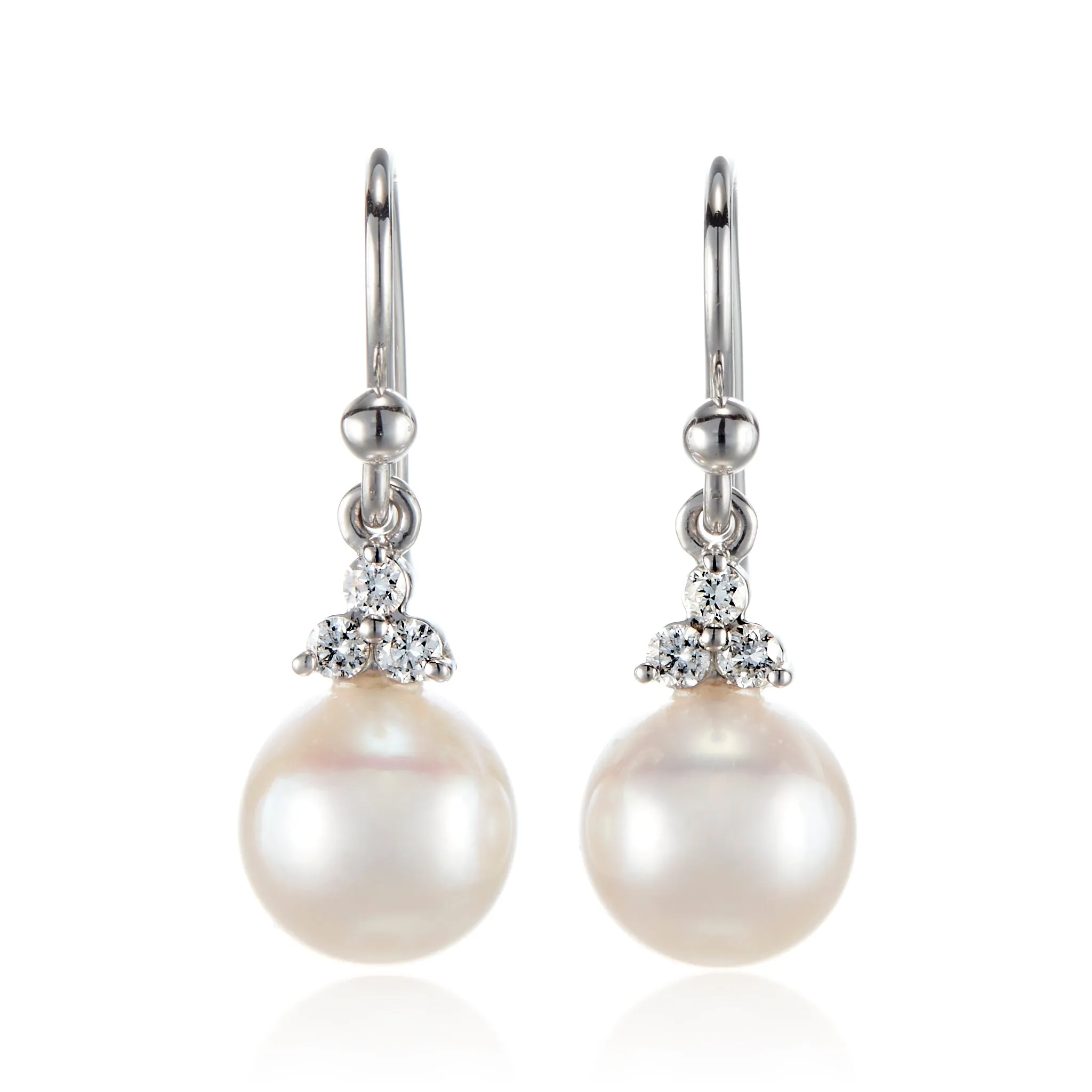 Madison Drop Earrings in White Akoya Pearls