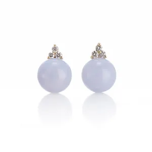 Madison Earrings in Blue Lace Agate & Diamonds