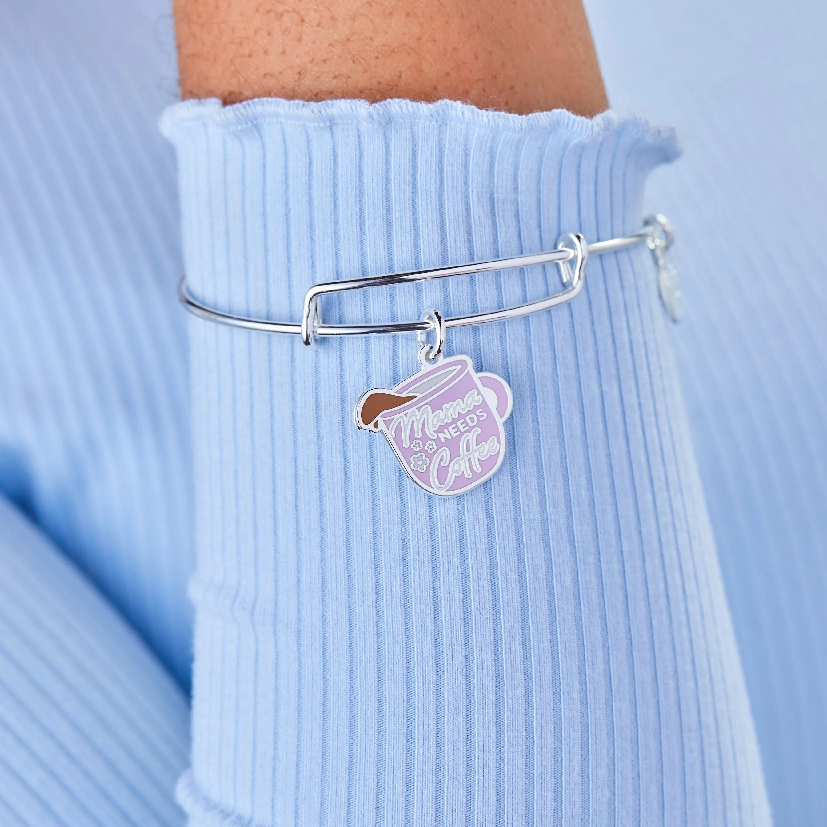 Mama Needs Coffee' Charm Bangle Bracelet