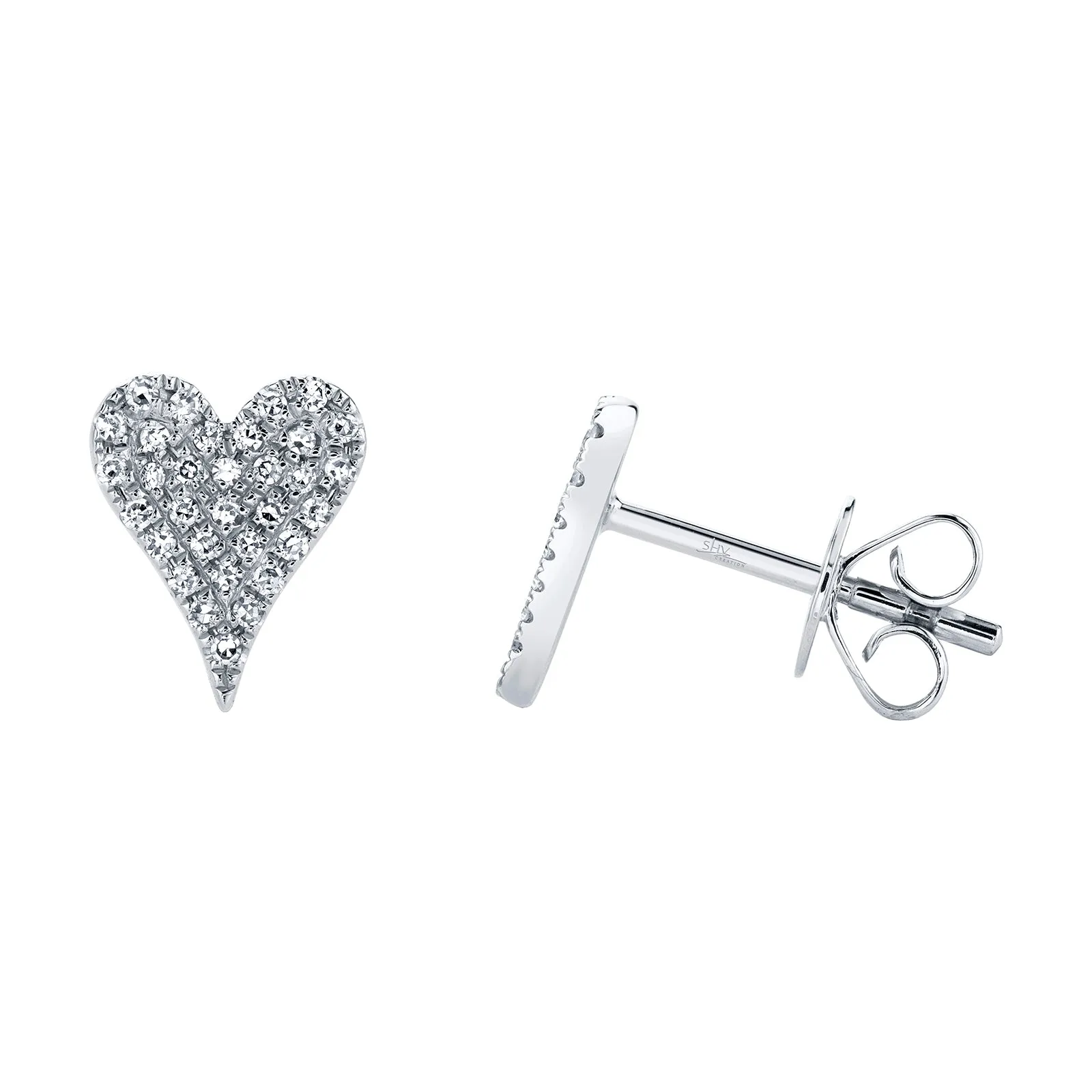 Medium Diamond Pav?? Heart Stud Earrings