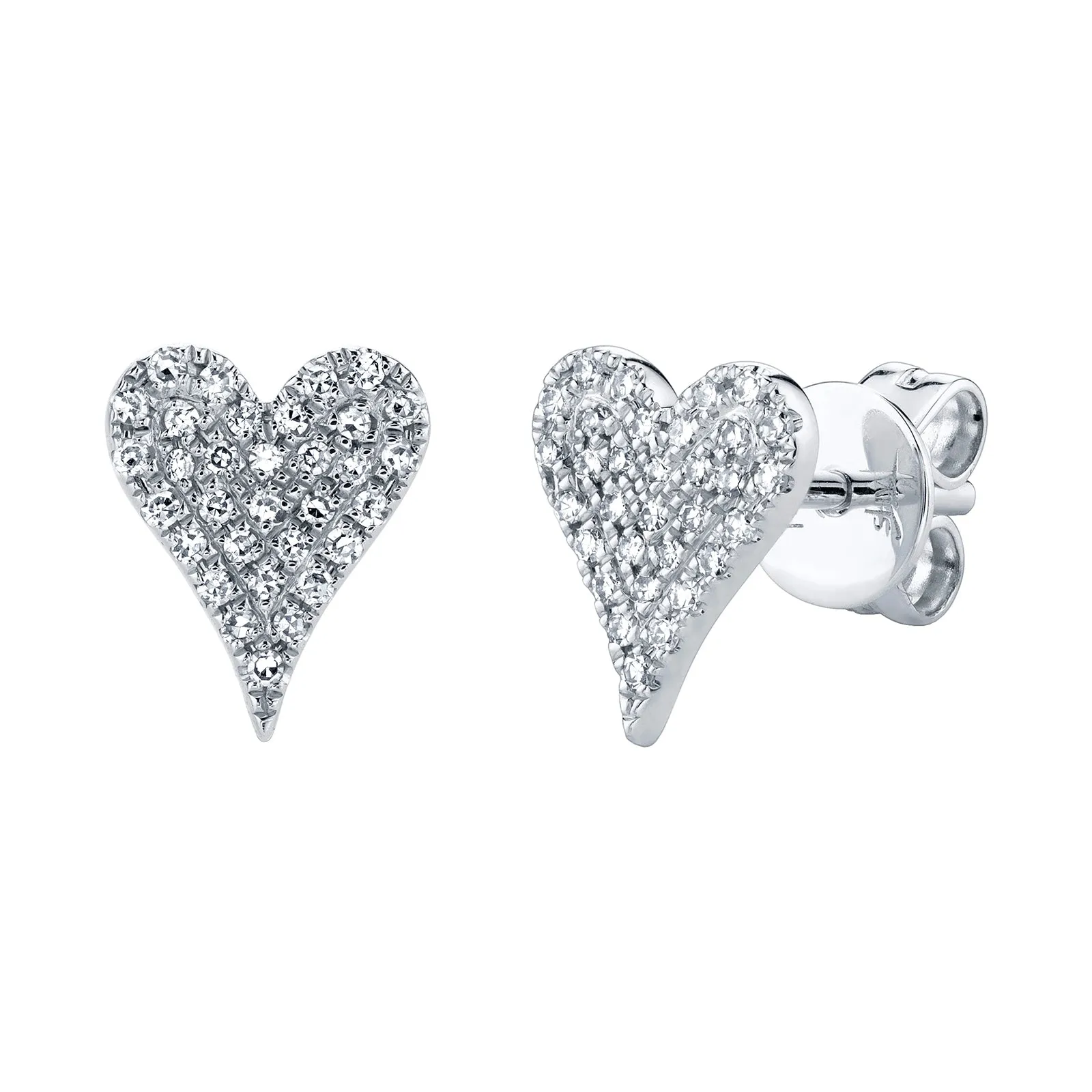 Medium Diamond Pav?? Heart Stud Earrings