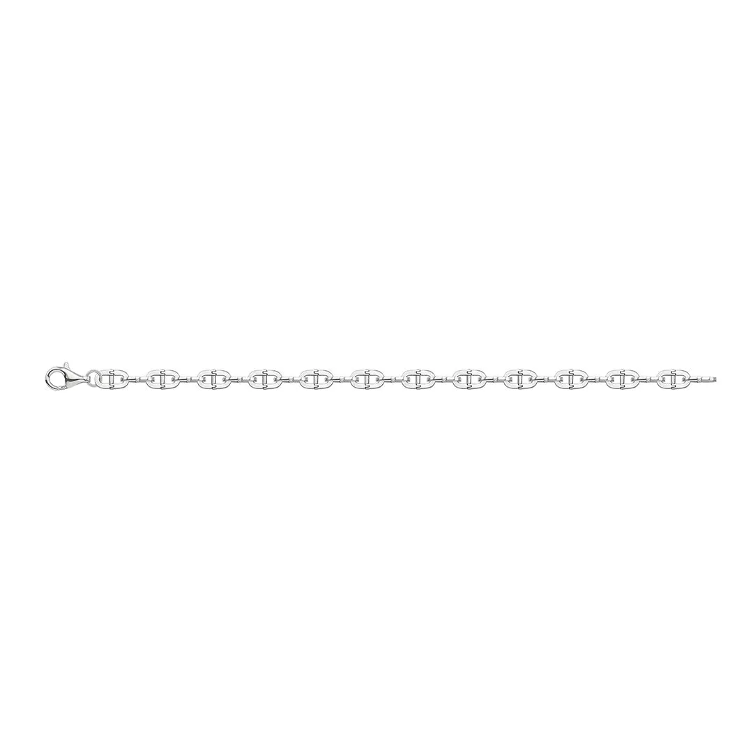 Men's Silver Oval Hinged Link Bracelet