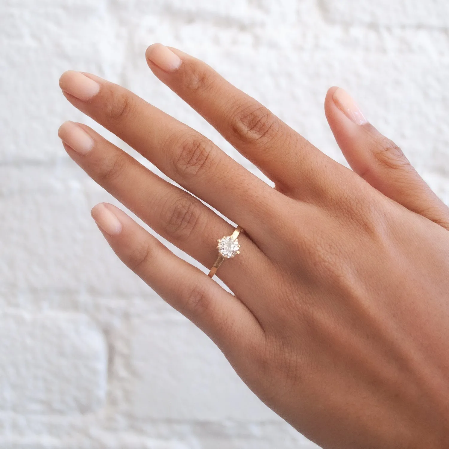 Mirror Diamond Solitaire Ring