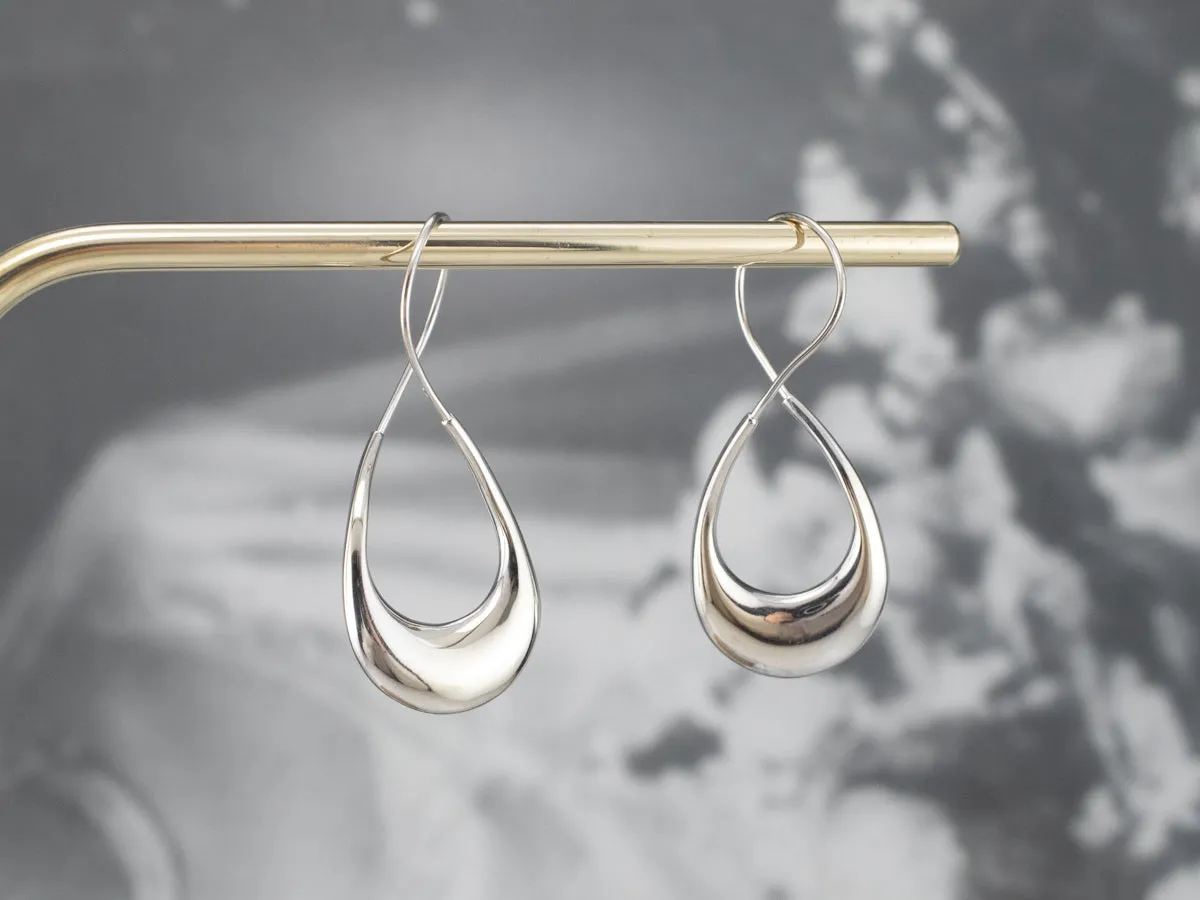 Modernist Twisted White Gold Hoop Earrings