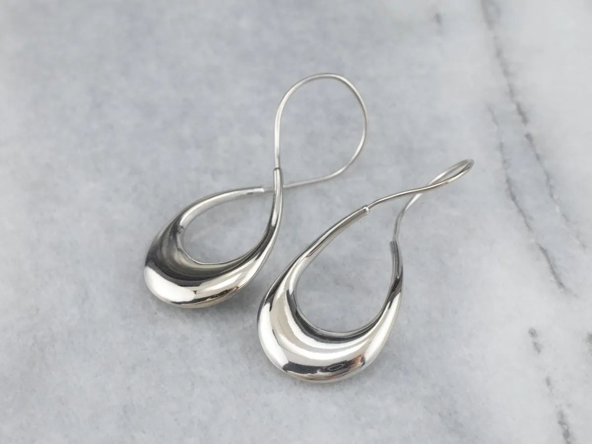Modernist Twisted White Gold Hoop Earrings