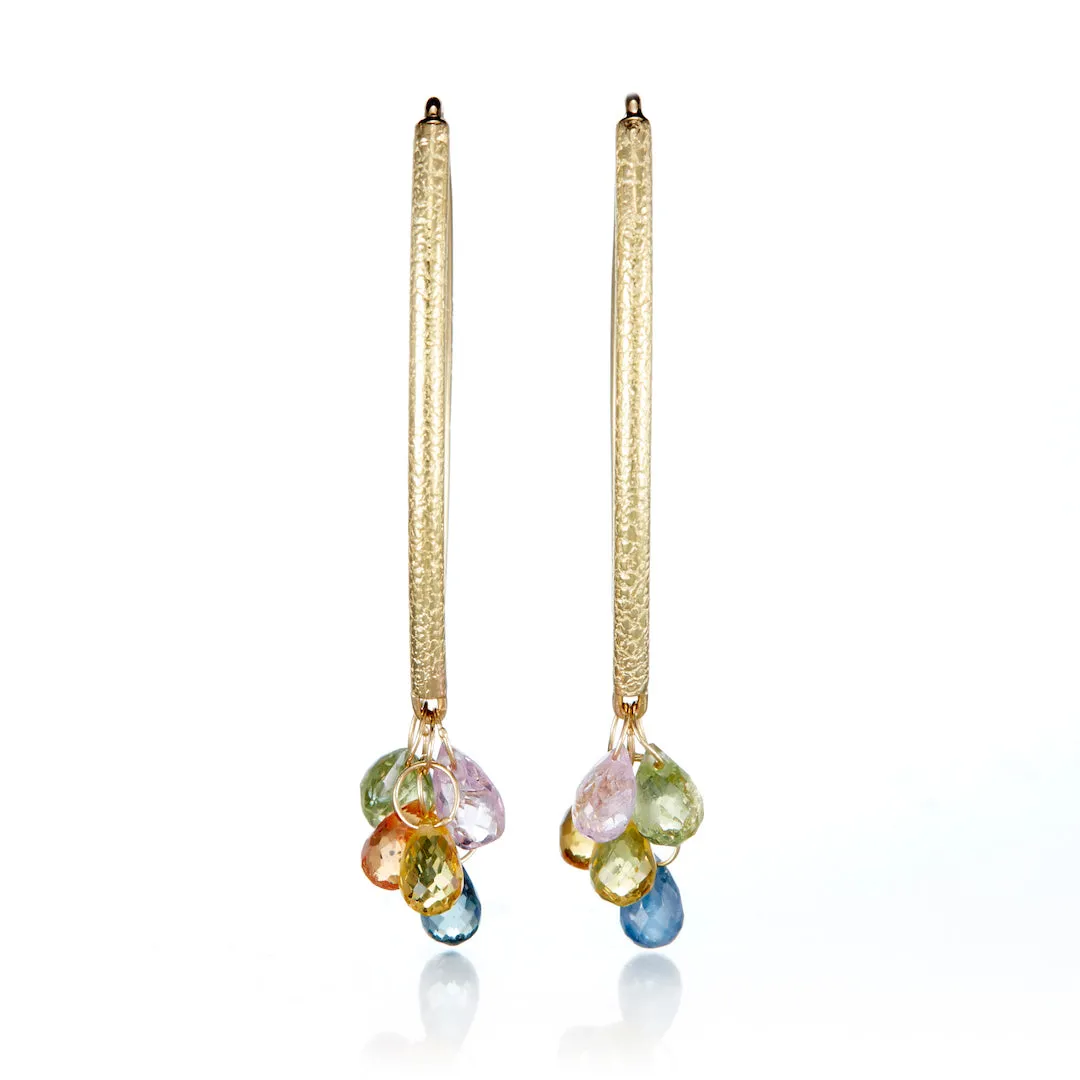 Multi-Color Sapphire Navette Earrings