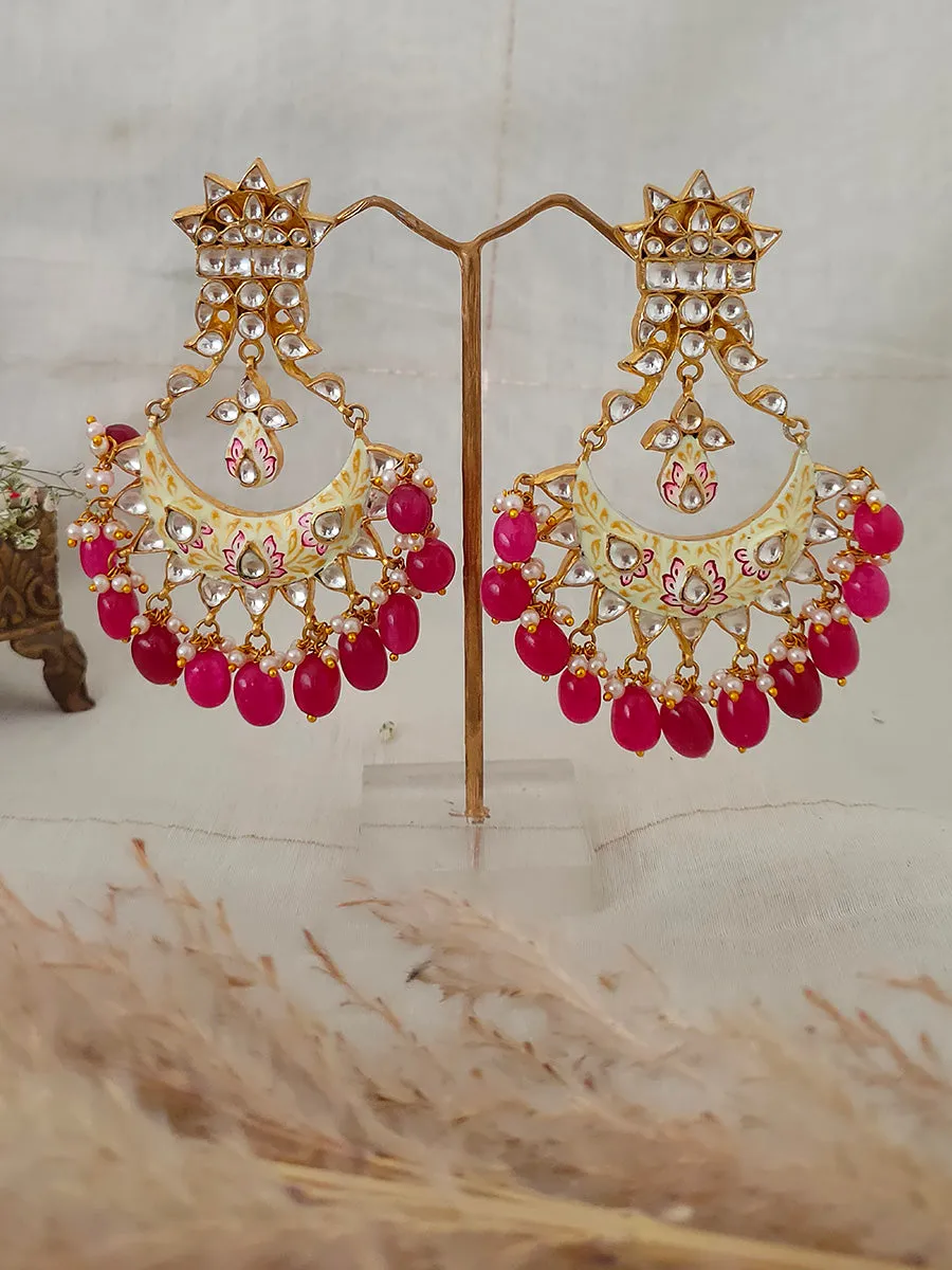 Multicolor Gold Plated Jadau Kundan Earrings - ME904