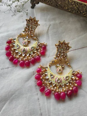 Multicolor Gold Plated Jadau Kundan Earrings - ME904