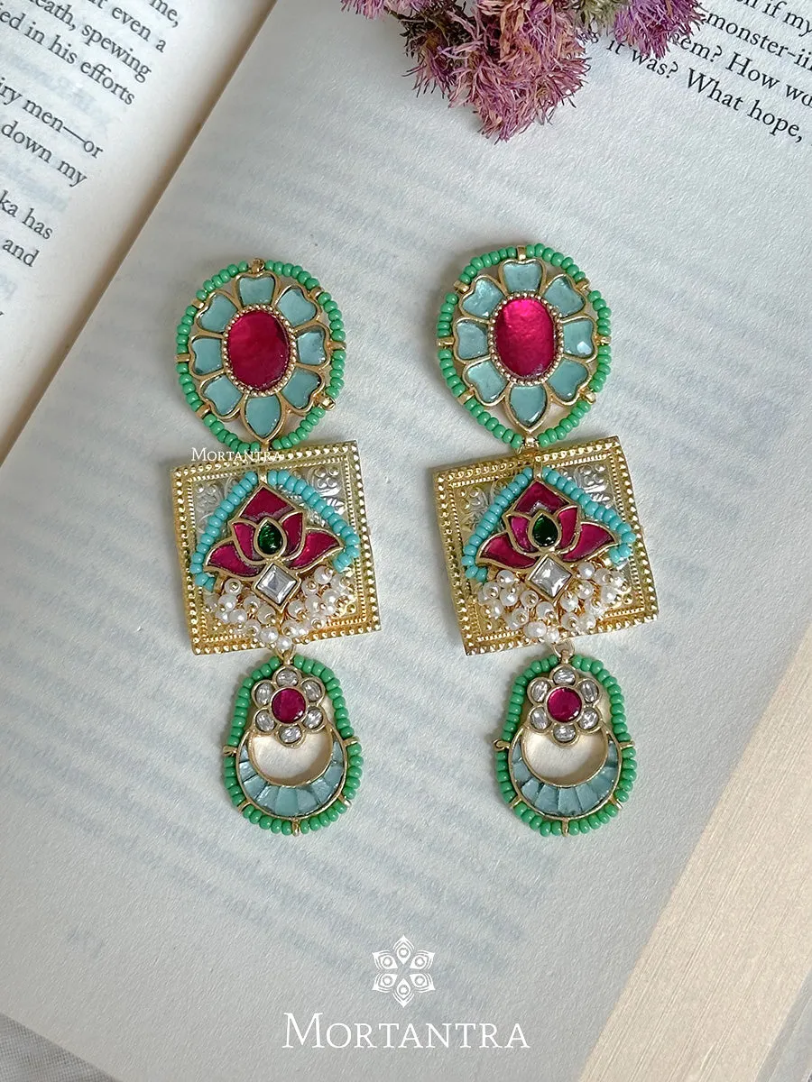 Multicolor Gold Plated Mishr Earrings - MR-E136M