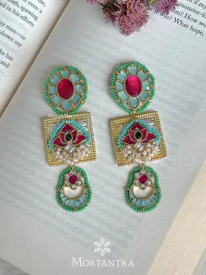 Multicolor Gold Plated Mishr Earrings - MR-E136M