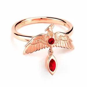 Official Harry Potter Rose Gold Plated Sterling Silver Fawkes Ring