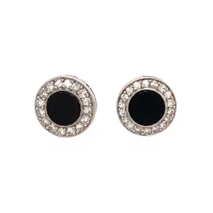 Onyx and Diamond 14k White Gold Earrings and Pendant Set