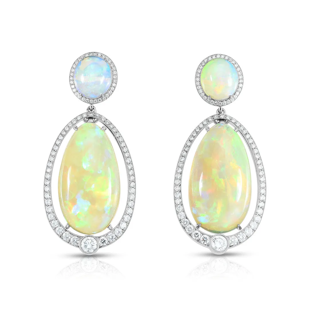 Opal & Diamond Drop Earrings