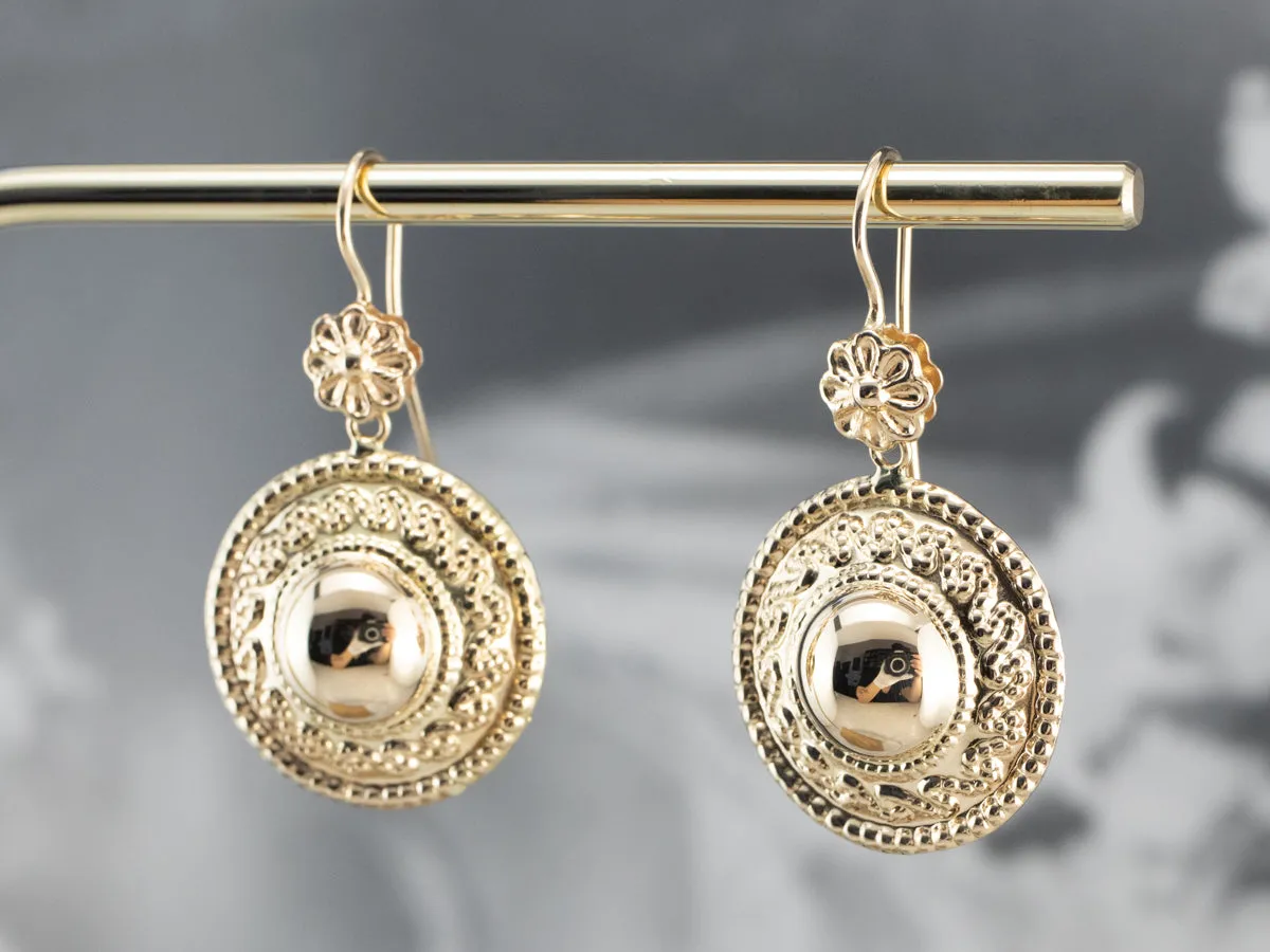 Ornate Italian Gold Drop Earrings
