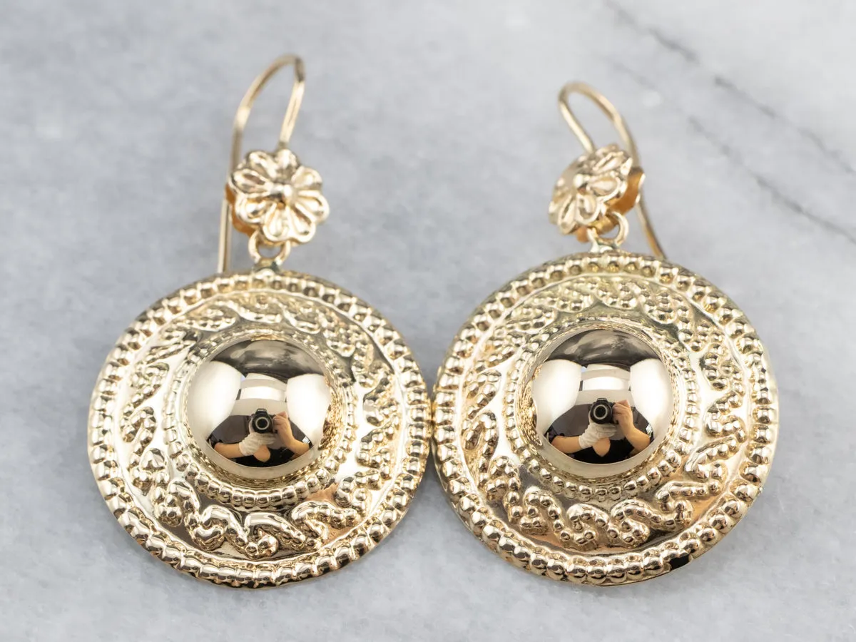 Ornate Italian Gold Drop Earrings