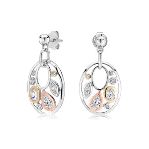 Oval and Pear drop earrings with 1.18 carats* of diamond simulants in 10 carat yellow and rose gold and sterling silver