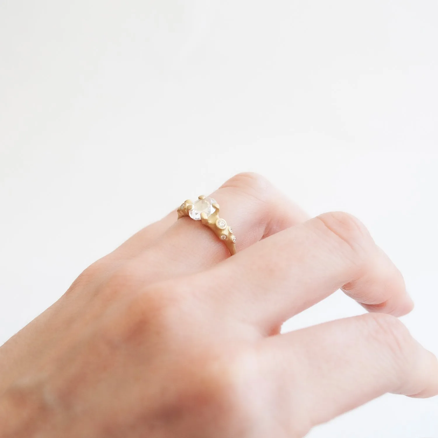 Oval White Diamond Cluster Ring
