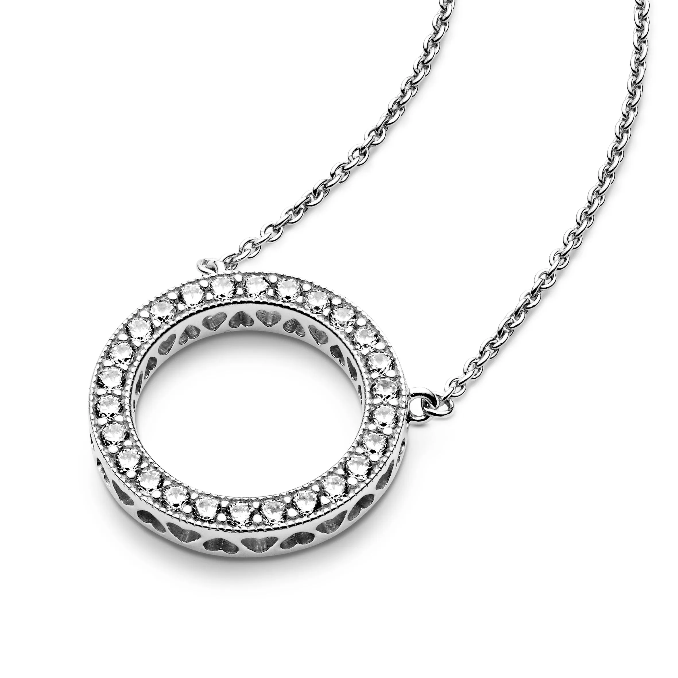 PANDORA logo reversible silver collier with clear cubic zirconia