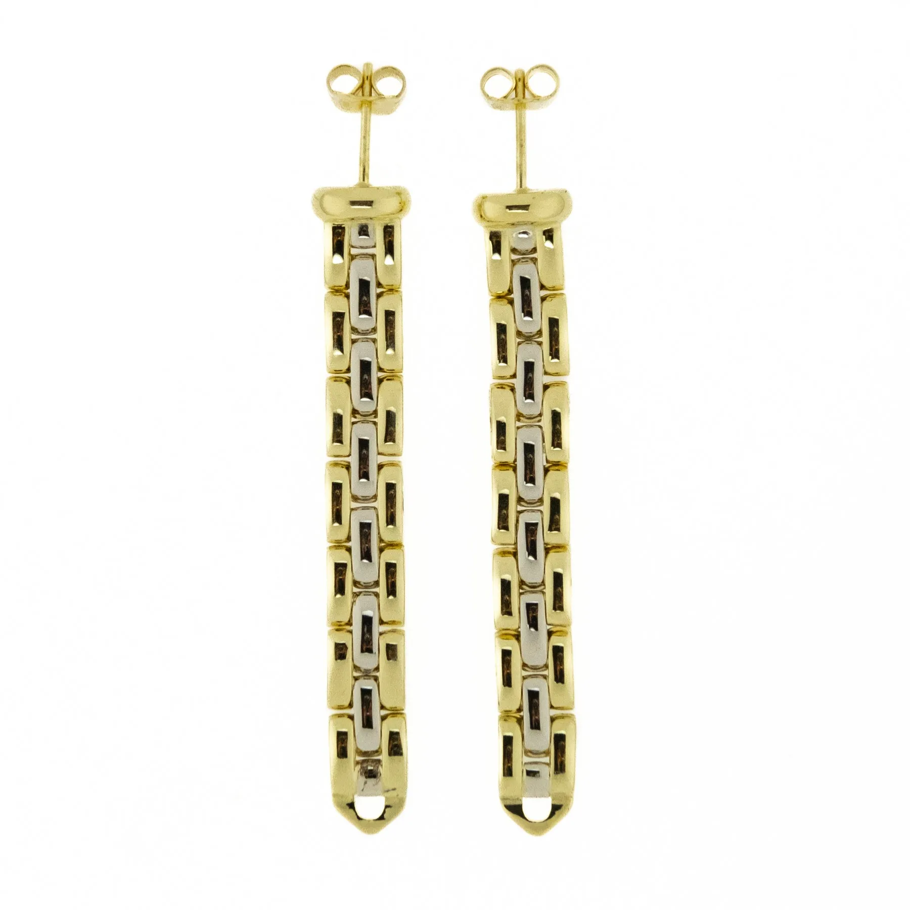 Panther Link Gold Earrings in 18K Two Tone Gold