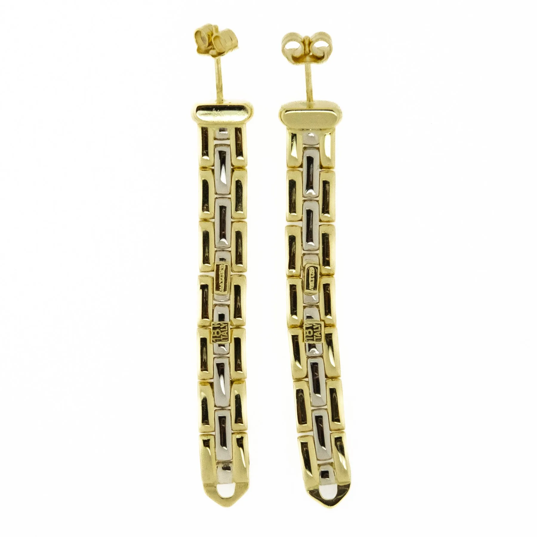 Panther Link Gold Earrings in 18K Two Tone Gold