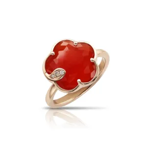 Pasquale Bruni Petit Joli 18ct Rose Gold White and Champagne Diamond Carnelian Ring