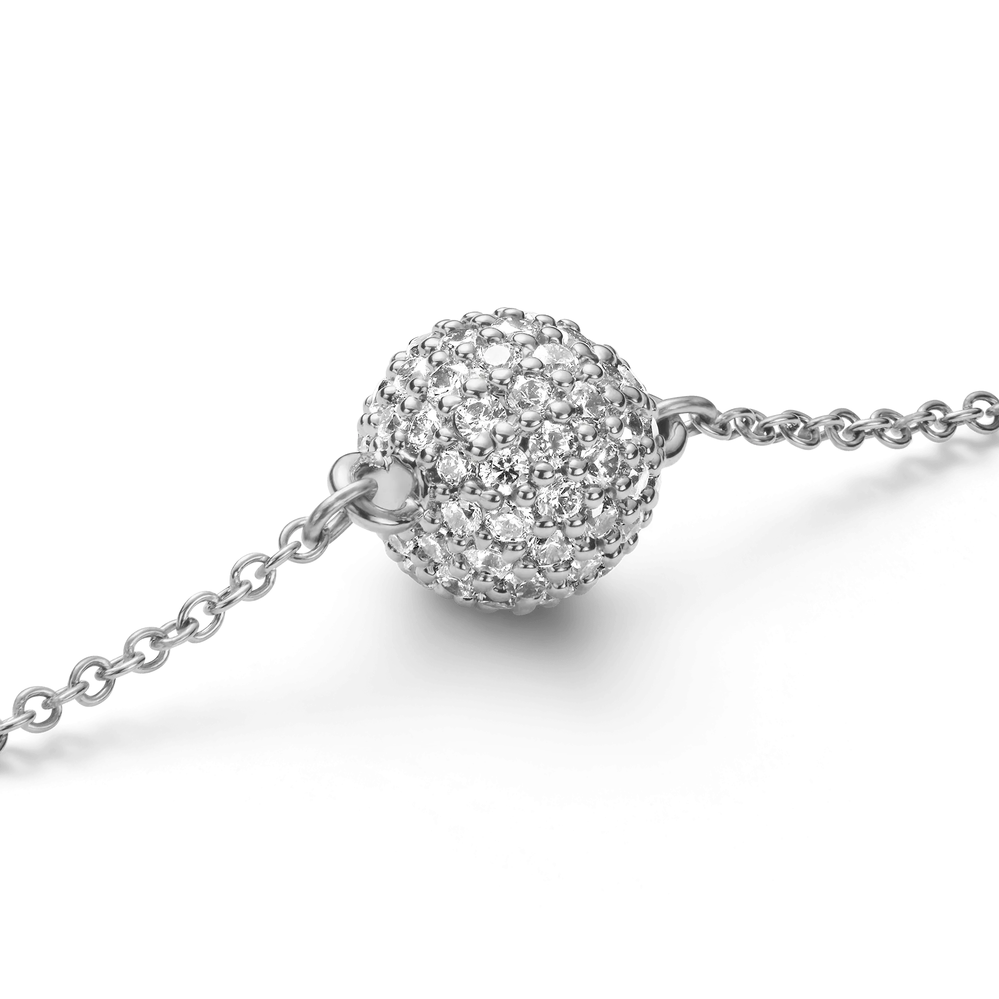 Pav?? Crystal Pendant Bracelet Silver